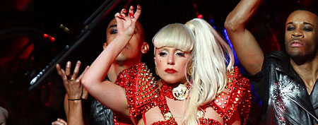Lady Gaga at the 102.7 KIIS FM's Jingle Ball at Nokia Theatre L.A. Live on December 3, 2011 (Joe Scarnici/WireImage).