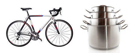 Bike and cookware (ThinkStock)