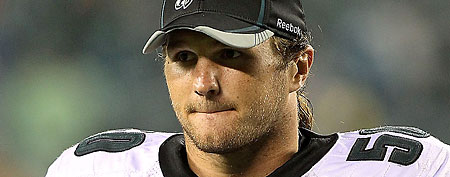 Casey Matthews #50 of the Philadelphia Eagles looks on against the Cleveland Browns after their pre season game on August 25, 2011 at Lincoln Financial Field in Philadelphia, Pennsylvania. (Photo by Jim McIsaac/Getty Images)