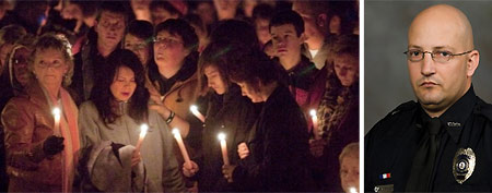 Candlelight vigil at Va. Tech; officer Deriek W. Crouse. (AP Photos)