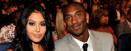 (R-L) NBA player Kobe Bryant with wife Vanessa Bryant.  (Photo by Kevin Mazur/WireImage)