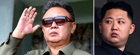 (L-R) North Korean leader Kim Jong Il (REUTERS/KCNA/Files), son Kim Jong Un (Reuters/Petar Kujundzic)