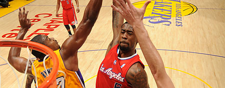 DeAndre Jordan #9 of the Los Angeles Clippers rises for a dunk against the Los Angeles Lakers at Staples Center on December 19, 2011 in Los Angeles, California.  (Photo by Andrew D. Bernstein/NBAE via Getty Images)