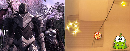 L: Infinity Blade II screenshot (Epic Games), R: Cut the Rope screenshot (ZeptoLab)