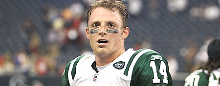 Quarterback Greg McElroy #14 of the New York Jets. (Photo by Al Pereira/New York Jets/Getty Images)