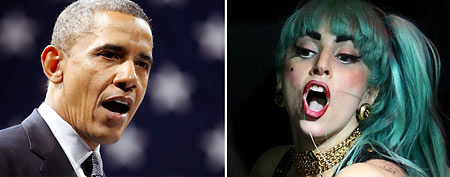 (L-R) President Barack Obama (AP), Lady Gaga (Don Arnold/WireImage)