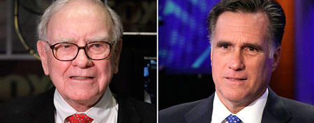 (L-R) Warren Buffett and Mitt Romney (AP)