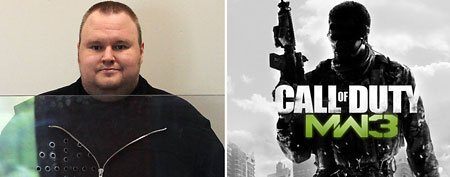 (L) Kim Dotcom (also known as Kim Schmitz), appear in North Shore District Court in Auckland, New Zealand, Friday, Jan. 20, 2012.  (AP Photo/Greg Bowker, New Zealand Herald) (R) Call of Duty, Modern Warfare 3 (Activision)