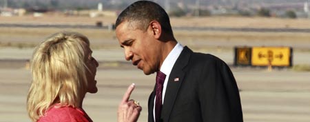 Gov. Jan Brewer and President Barack Obama. (AP Photo/Haraz N. Ghanbari)