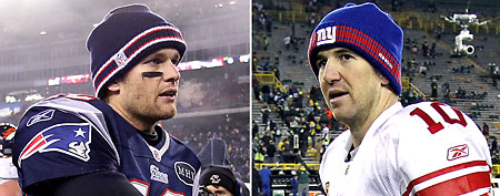 New England's Tom Brady (AP Photo) and New York's Eli Manning (AP Photo)