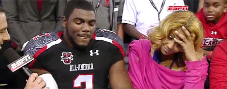 High school recruit and his mother (Yahoo! Sports Blog)