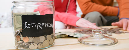Jar labeled for retirement savings (ThinkStock)