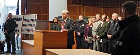 U.S. Attorney John Walsh speaks at a news conference in Aurora, Colo., on Thursday, Feb. 9, 2012, where he announced that multiple police agencies had engaged in the largest drug bust in Colorado history. (AP Photo/Ed Andrieski)