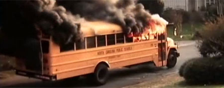 School bus on fire (GMA)
