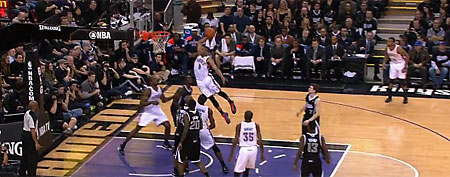 Oklahoma City's Russell Westbrook dunks against the Sacramento Kings (Screen grab courtesy of Yahoo! Sports Minute)