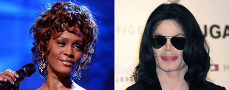 (L-R) Whitney Houston (Kevin Winter/Getty Images); Michael Jackson (Koichi Kamoshida/Getty Images)