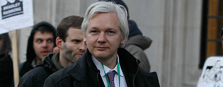Julian Assange, WikiLeaks founder, leaves the Supreme Court in London on Feb. 1, 2012. Assange's legal team is   making a final effort at Britain's Supreme Court to avoid his extradition to Sweden. Assange is wanted by Swedish   authorities over sex crimes allegations stemming from a visit to the country in 2010. He denies any wrongdoing.(AP Photo)