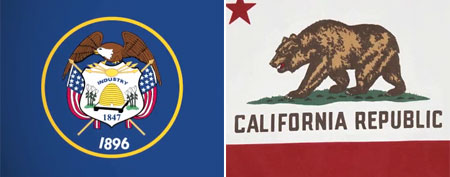 State flags of Utah and California (Who Knew)