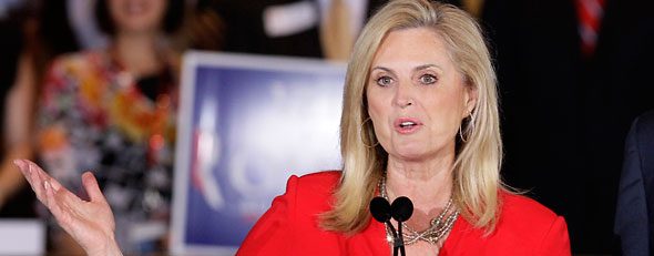 Ann Romney at an election night event in Schaumburg, Ill., Tuesday, March 20, 2012. Romney won Illinois Primary. (AP/Nam Y. Huh)