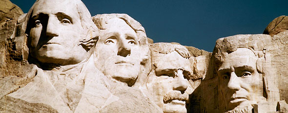 The statues of George Washington, Thomas Jefferson, Teddy Roosevelt and Abraham Lincoln are shown at Mount Rushmore in South Dakota in an undated photo. (AP Photo)