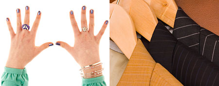 (L-R) Wild nail polish and jewelry, suit jackets (Thinkstock)