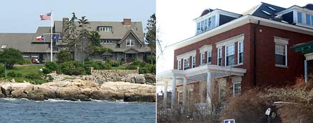 Bush family mansion in Maine (Photo: aresauburn/Flickr)/The Obamas’ Kenwood neighborhood home (Photo: ChicagoGeek / Flickr)
