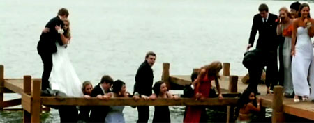 Students at Kettle Moraine High School in Wisconsin pose for their prom photo before the pier collapses (WISN)