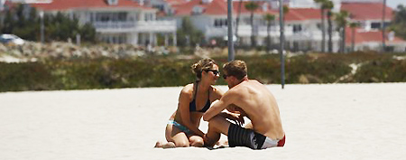 The No. 1 U.S. beach is in California. Here: Two people enjoy the Coronado beach in San Diego, Calif. (AP)