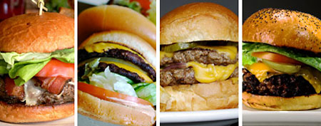 Most amazing burgers (L-R) Michael's Genuine Signature Burger, In-N-Out Signature Burger, Holeman & Finch Signature Burger, Custom House Tavern Signature Burger