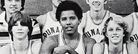 Barack Obama was one of few players on his high school team who couldn't dunk, according to a new book. (Photo from "Barack Obama: The Story")