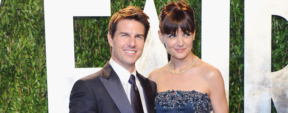 Tom Cruise and wife Katie Holmes at the 2012 Vanity Fair Oscar Party (Photo by Jon Kopaloff/FilmMagic)