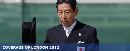 Hiroshi Hoketsu of Japan, the oldest Olympic competitor.  (Ed Reinke/AP)