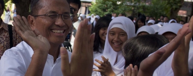 Dahlan Iskan di SMA 3 Yogyakarta (Foto: Antara/Sigid Kurniawan)