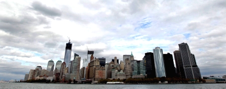 Lower Manhattan as seen from New York Harbor on October 31. New York Harbor, the delivery point for the world's most actively traded gasoline and heating oil futures contracts, and a vital fuel source for the surrounding urban milieu, remained shut to commercial traffic, with no estimates for reopening. (Reuters/Brendan McDermid)