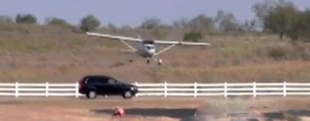 A Cessna Skyhawk collides with an SUV that failed to yield at a stop sign. (ABC)