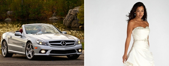 Mercedes-Benz SL550 Roadster (Mercedes-Benz); Wedding dress (Kristie Kelly)