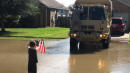 4-Year-Old Waves Flag For National Guardsmen Who Helped During Hurricane Harvey