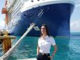 America's first female captain of a mega cruise ship has been at sea for 310 days. She wouldn't want it any other way.