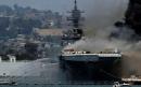 Firefighters battle massive blaze on US navy ship after explosion in San Diego