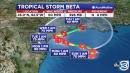 Tropical Storm Beta strengthens overnight