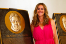 Plaque honoring Olympic soccer player Brandi Chastain couldn't look less like her