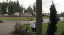Package thief slips right into some instant karma