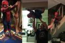 Watch this dad expertly help his kid pretend to be Spider-Man