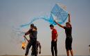 Israel strikes at launchers of burning kites from Gaza Strip